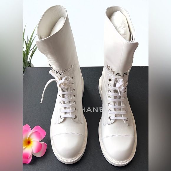 CHANEL Paradise Lace Up Buckle Boots Sz. 37 - Picture 8 of 15